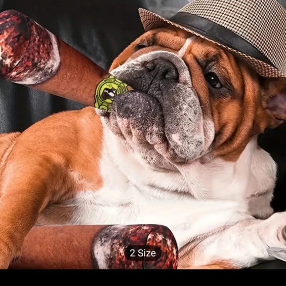 2 Cigar Design Pet Grinding Teeth Squeaky Plush Toys, Durable Chew Toy For Dog - Picture 4 of 5